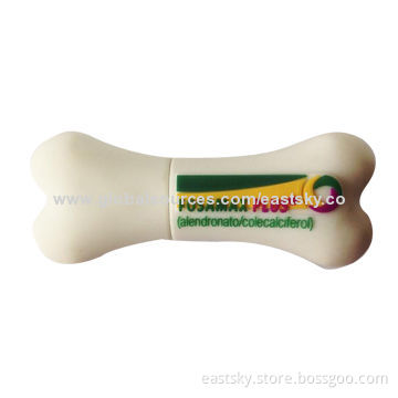 Customized dog bone-shaped USB flash drive, made of soft PVC material, OEM orders are welcome